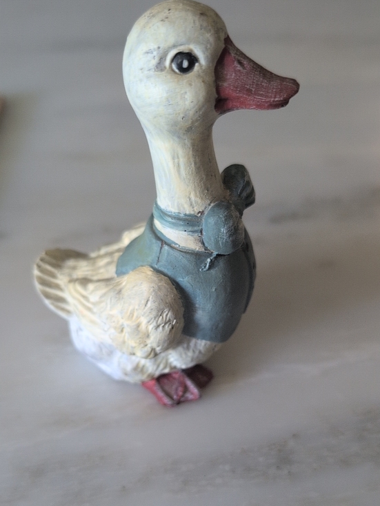 Other - Hand-Painted Cream & Blue Decorative Duck Figurine
